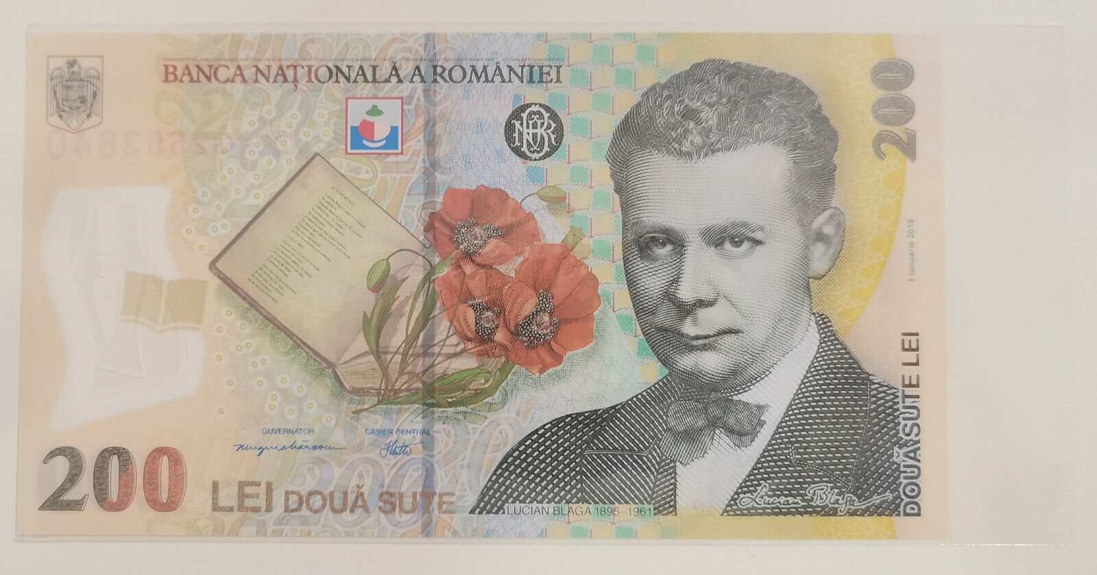 Romania 200 Lei - 2022 UNC polymer banknote (with Crown)