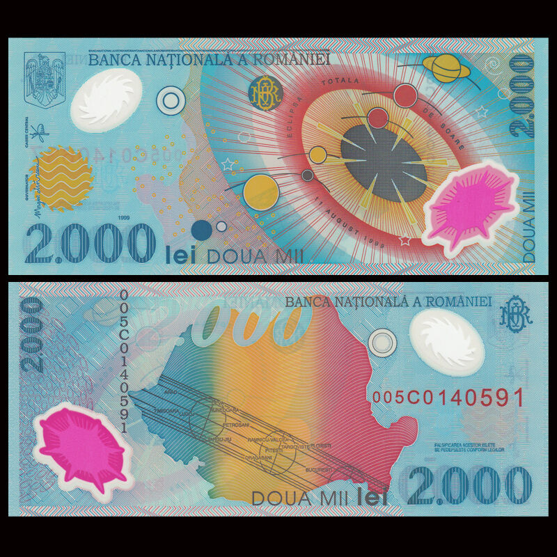 Romania 2000 Lei, 1999, P-111, Polymer, Banknotes, UNC