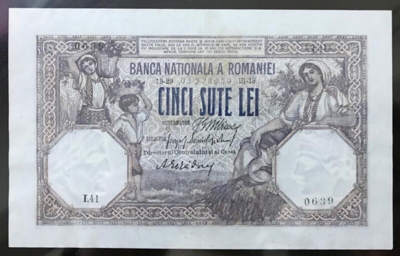 P111 Romania 500 Lei 1918 P#22 Banknote Xf+/aunc