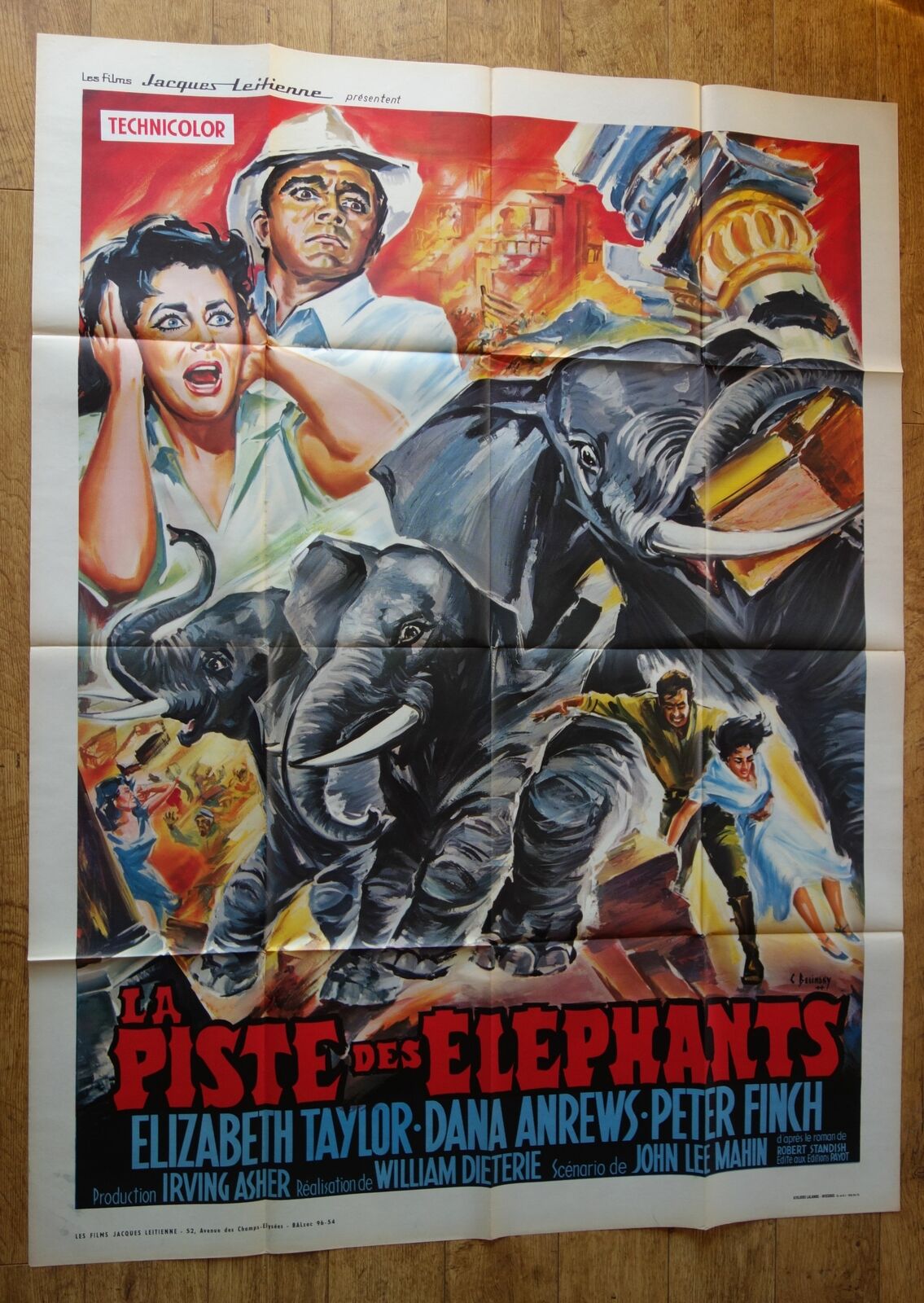 ELEPHANT WALK Elizabeth Taylor original LARGE french movie poster R60s