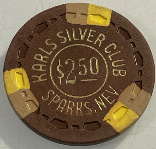 1978 Karl's Silver Club $2.50 Casino Chip Sparks Nevada 3.99 Shipping