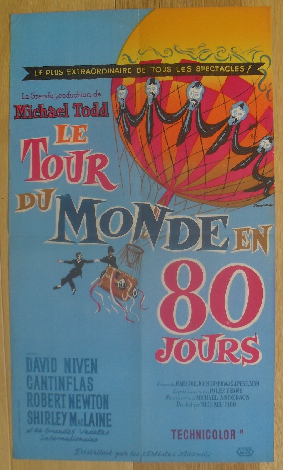 Around The World In 80 Days Jules Verne Original French Movie Poster '56