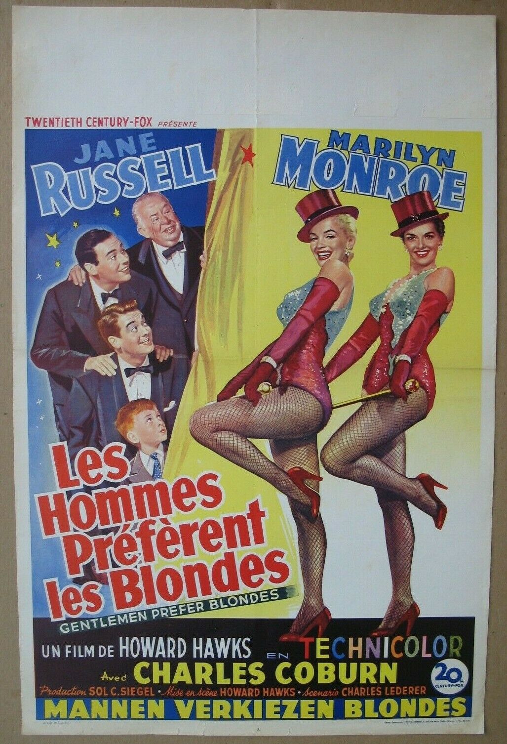 GENTLEMEN PREFER BLONDES (1953) Original Belgian Poster, Marilyn Monroe, Russell