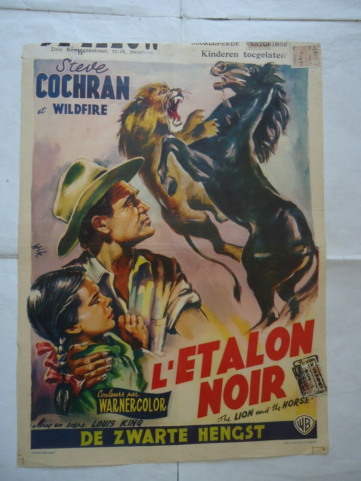 WESTERN/STEVE COCHRAN/THE LION AND THE HORSE /U28/ORIGINAL belgian poster